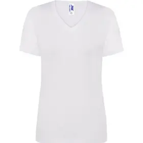 T-shirt donna scollo a v manica corta in 100% cotone 145 g Bianco