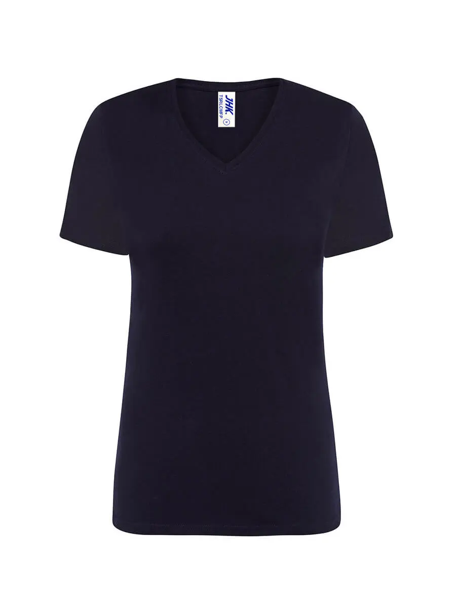 T-shirt donna scollo a v manica corta in 100% cotone 145 g Blu navy T-shirt donna scollo a v manica corta in 100% cotone 145 g Blu navy