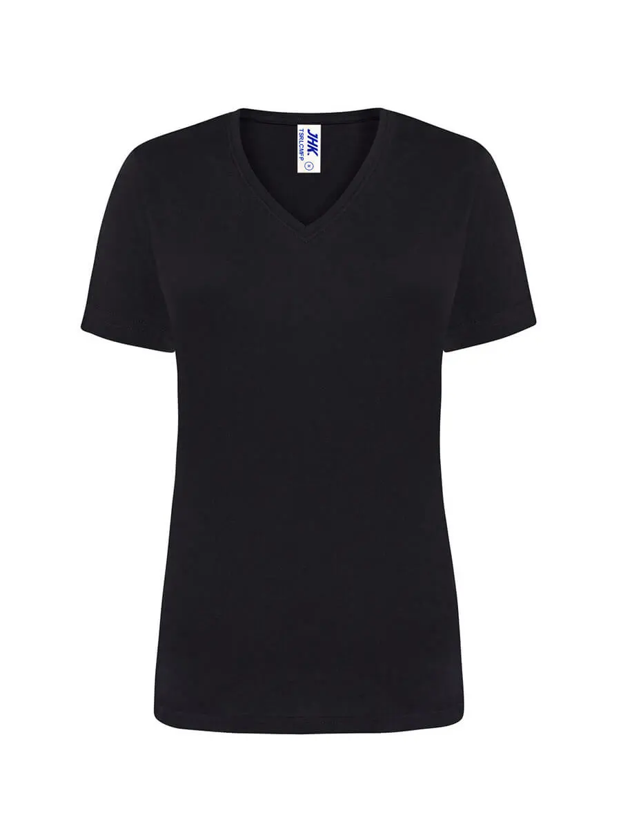 T-shirt donna scollo a v manica corta in 100% cotone 145 g Nero T-shirt donna scollo a v manica corta in 100% cotone 145 g Nero