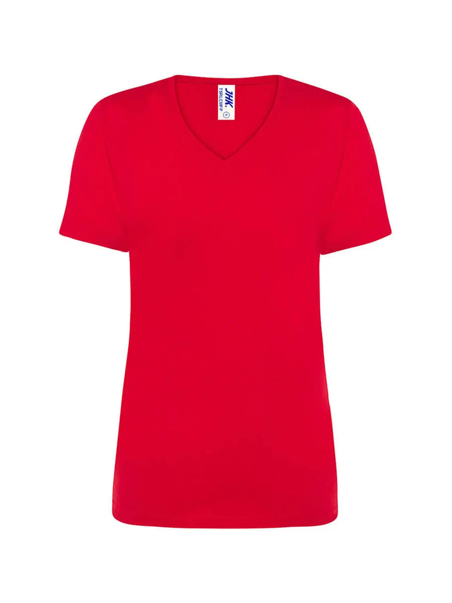 T-shirt donna scollo a v manica corta in 100% cotone 145 g Rosso T-shirt donna scollo a v manica corta in 100% cotone 145 g Rosso