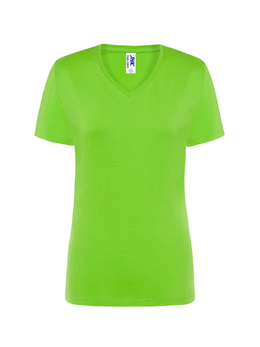 T-shirt donna scollo a v manica corta in 100% cotone 145 g Verde lime T-shirt donna scollo a v manica corta in 100% cotone 145 g Verde lime
