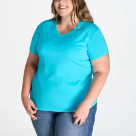 T-shirt donna scollo a v manica corta in 100% cotone 155 g