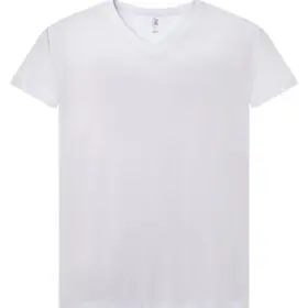 T-shirt donna scollo a v manica corta in 100% cotone 155 g Bianco