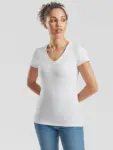 T-shirt donna scollo a v manica corta in 100% cotone 165 g