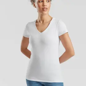 T-shirt donna scollo a v manica corta in 100% cotone 165 g