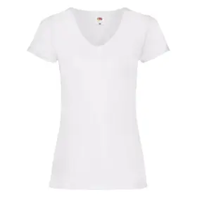 T-shirt donna scollo a v manica corta in 100% cotone 165 g Bianco