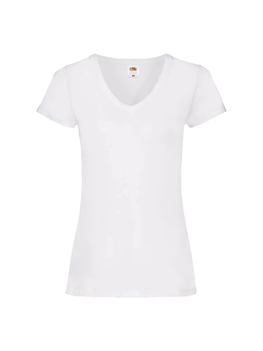 T-shirt donna scollo a v manica corta in 100% cotone 165 g Bianco T-shirt donna scollo a v manica corta in 100% cotone 165 g Bianco