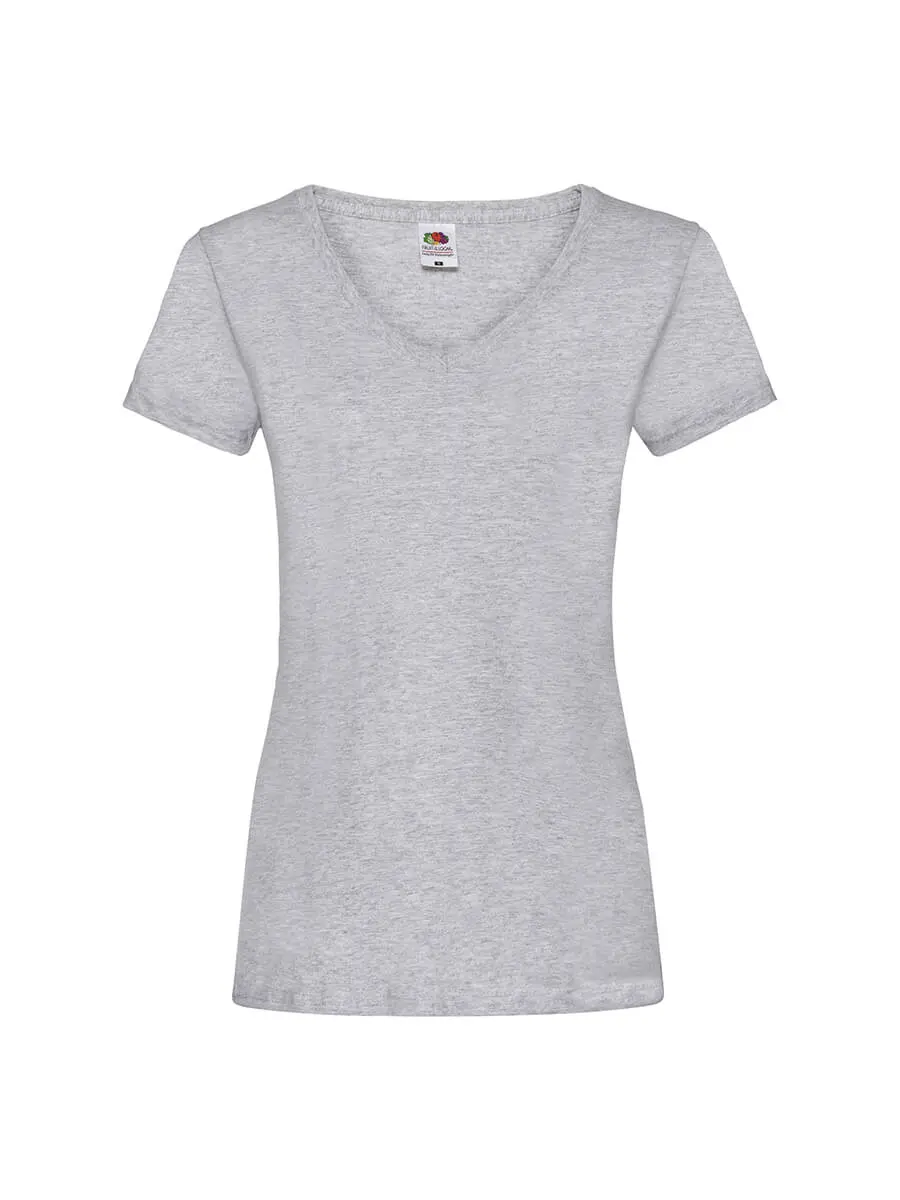 T-shirt donna scollo a v manica corta in 100% cotone 165 g Grigio melange T-shirt donna scollo a v manica corta in 100% cotone 165 g Grigio melange