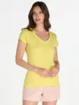 T-shirt donna scollo a v manica corta slim fit in 100% cotone 140 g
