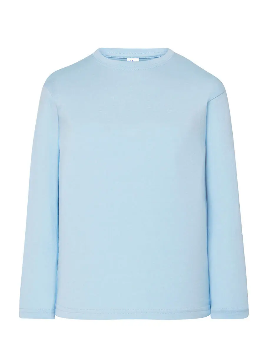 T-shirt manica lunga bambino girocollo in 100% cotone 155 g Azzurro cielo T-shirt manica lunga bambino girocollo in 100% cotone 155 g Azzurro cielo