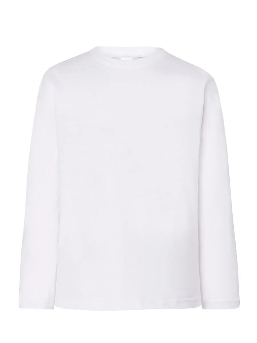 T-shirt manica lunga bambino girocollo in 100% cotone 155 g Bianco T-shirt manica lunga bambino girocollo in 100% cotone 155 g Bianco