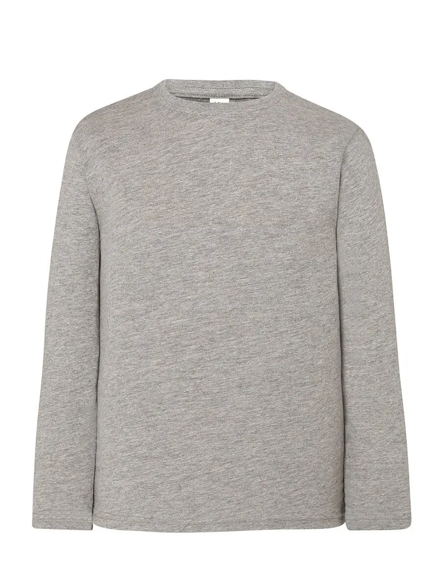 T-shirt manica lunga bambino girocollo in 100% cotone 155 g Grigio melange T-shirt manica lunga bambino girocollo in 100% cotone 155 g Grigio melange