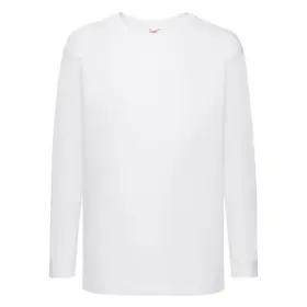 T-shirt manica lunga bambino girocollo in 100% cotone 165 g Bianco