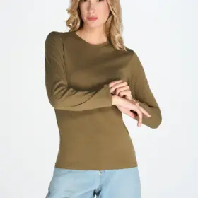 T-shirt manica lunga donna girocollo in 100% cotone 145 g