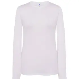 T-shirt manica lunga donna girocollo in 100% cotone 145 g Bianco