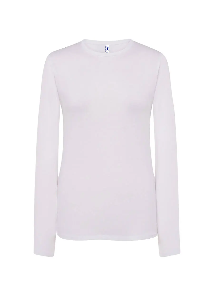 T-shirt manica lunga donna girocollo in 100% cotone 145 g Bianco T-shirt manica lunga donna girocollo in 100% cotone 145 g Bianco