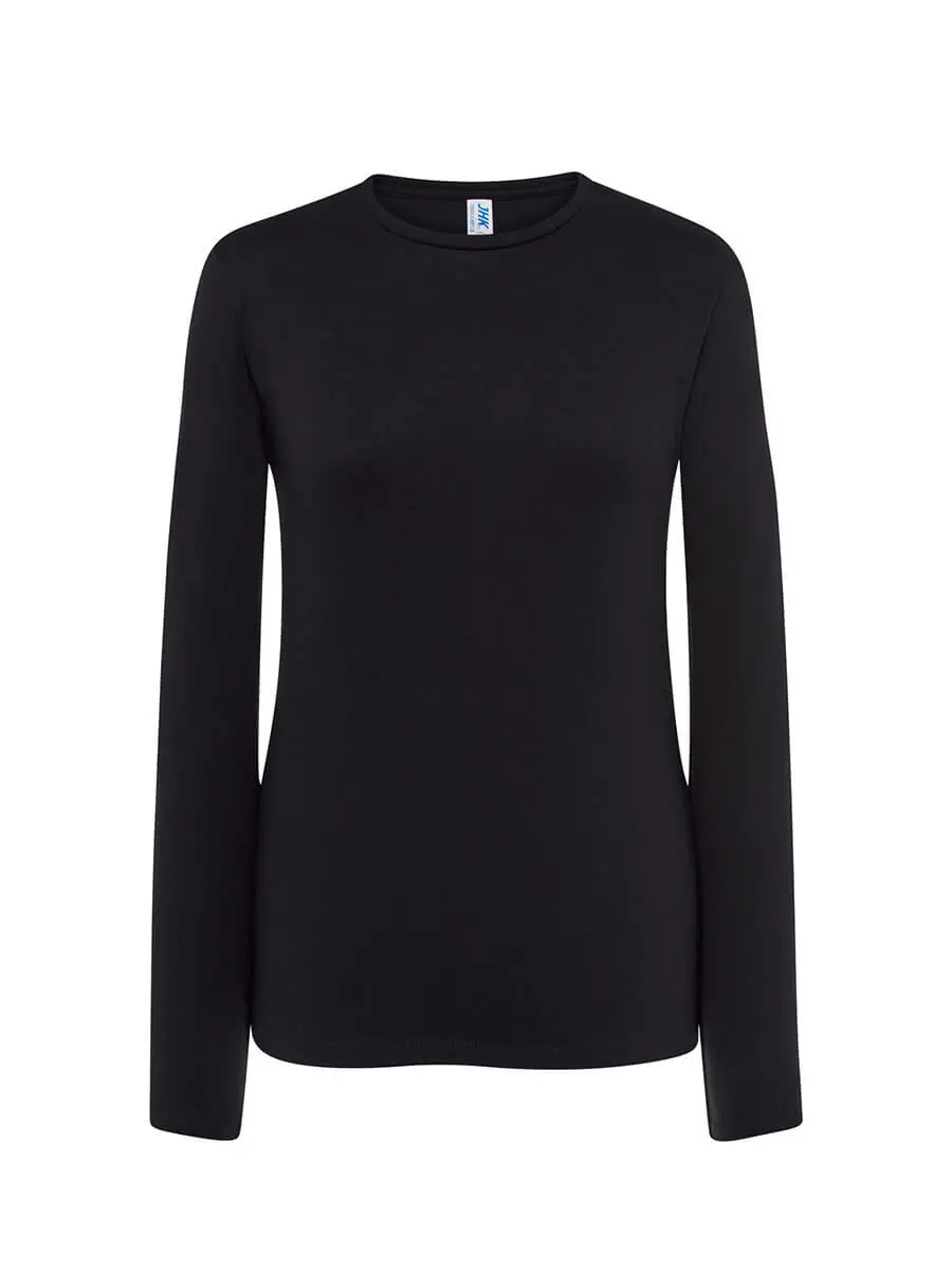 T-shirt manica lunga donna girocollo in 100% cotone 145 g Nero T-shirt manica lunga donna girocollo in 100% cotone 145 g Nero