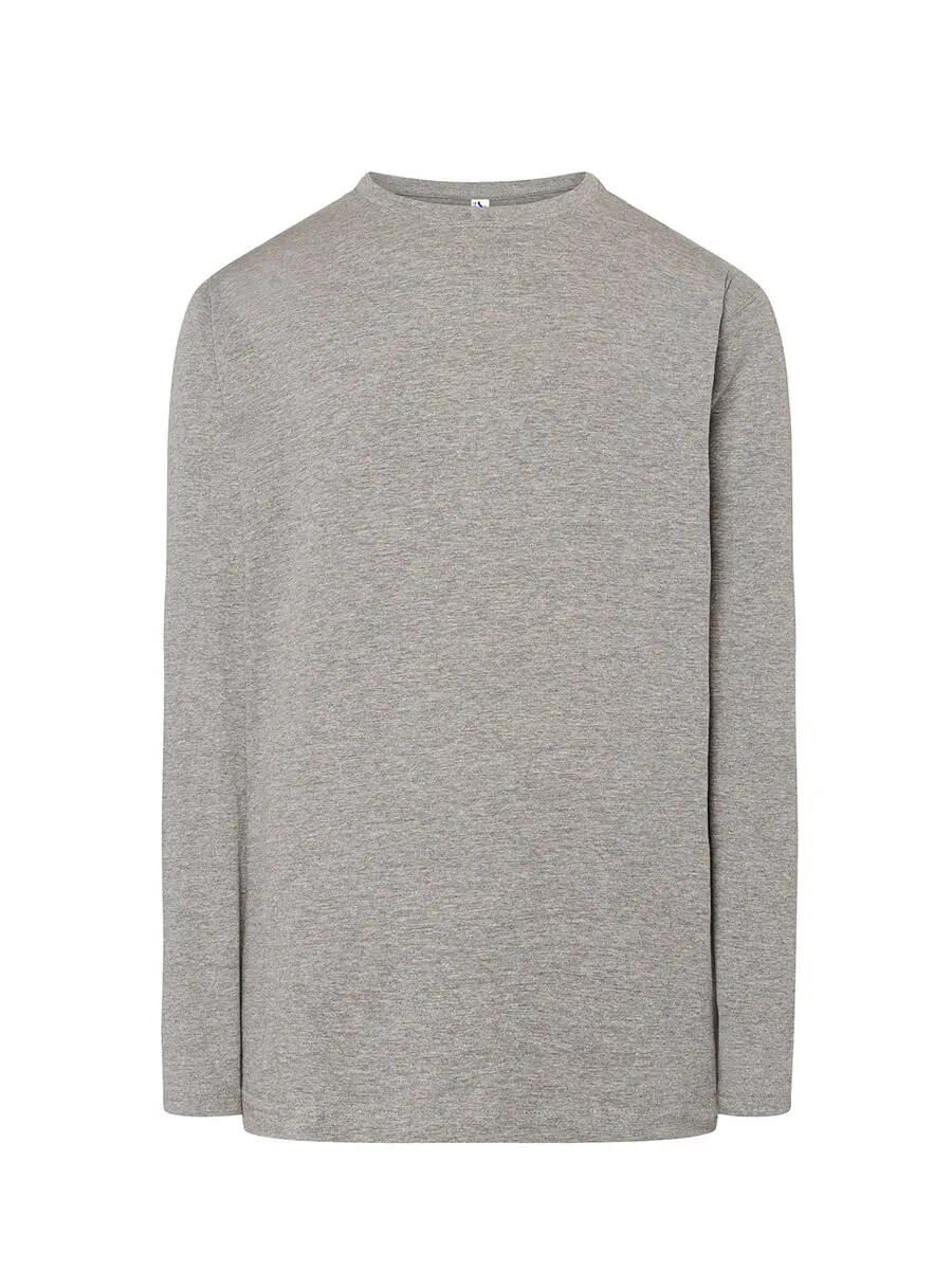 T-shirt manica lunga uomo girocollo in 100% cotone 155 g Grigio melange T-shirt manica lunga uomo girocollo in 100% cotone 155 g Grigio melange