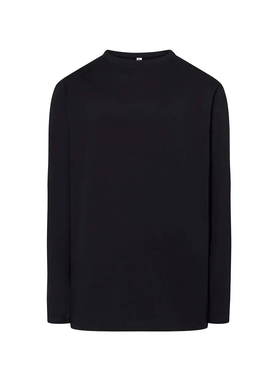 T-shirt manica lunga uomo girocollo in 100% cotone 155 g Nero T-shirt manica lunga uomo girocollo in 100% cotone 155 g Nero