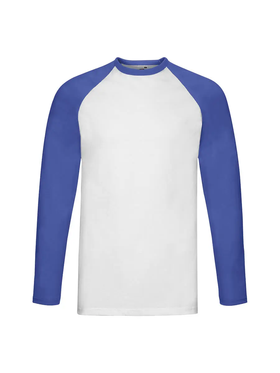 T-shirt manica lunga uomo girocollo in 100% cotone 165 g Bianco/Blu royal T-shirt manica lunga uomo girocollo in 100% cotone 165 g Bianco/Blu royal