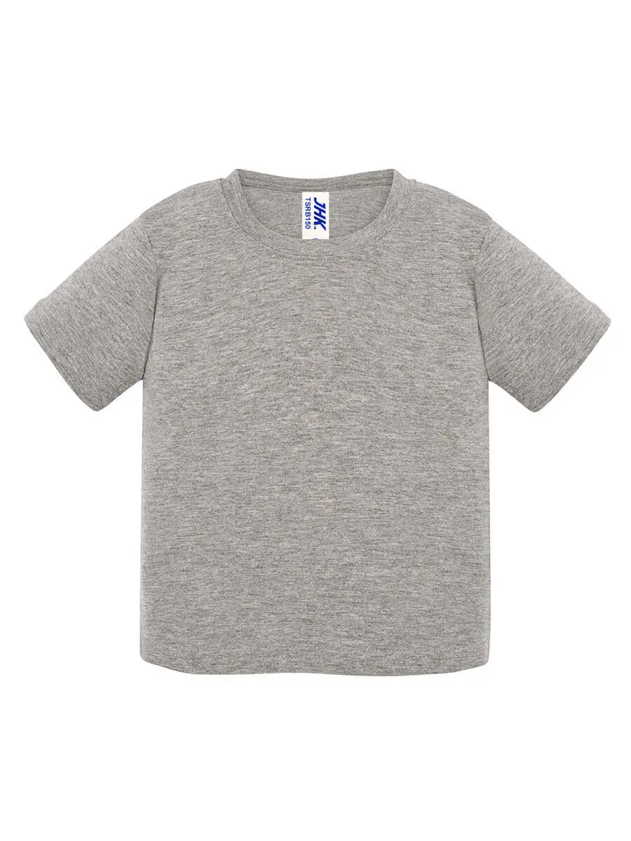 T-shirt neonato girocollo manica corta in 100% cotone 155 g Grigio melange T-shirt neonato girocollo manica corta in 100% cotone 155 g Grigio melange