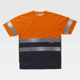T-shirt unisex girocollo manica corta 160 g Arancione/Blu navy