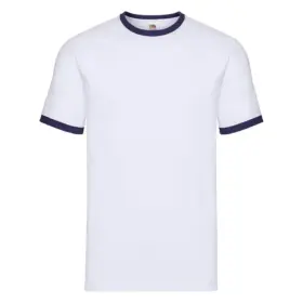 T-shirt uomo girocollo manica corta in 100% cotone 165 g – 2E6AA7IZD Bianco/Blu navy