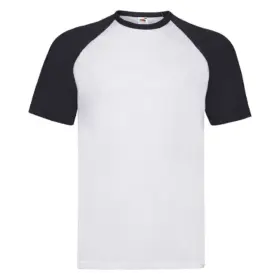 T-shirt uomo girocollo manica corta in 100% cotone 165 g Bianco/Blu navy